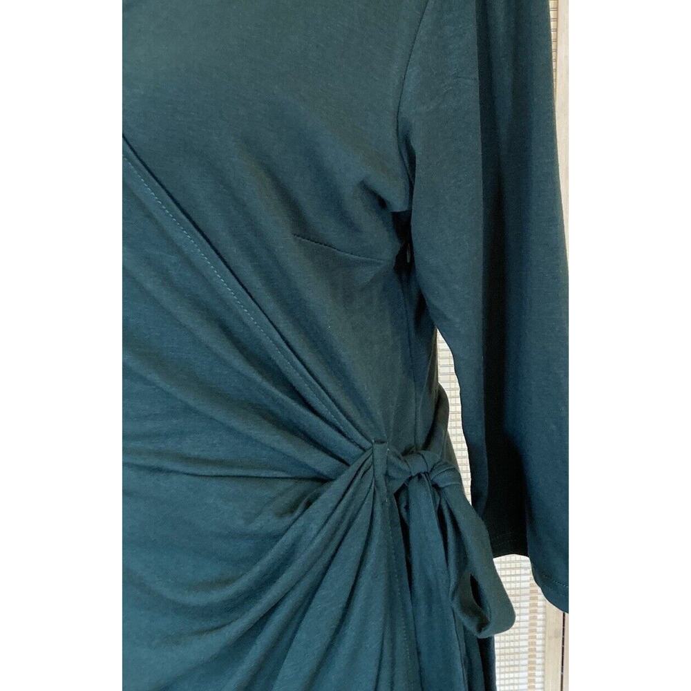 Berydress Women Dress Large 3/4 Sleeve Faux Wrap Dark Green Classic - Picture 5 of 9